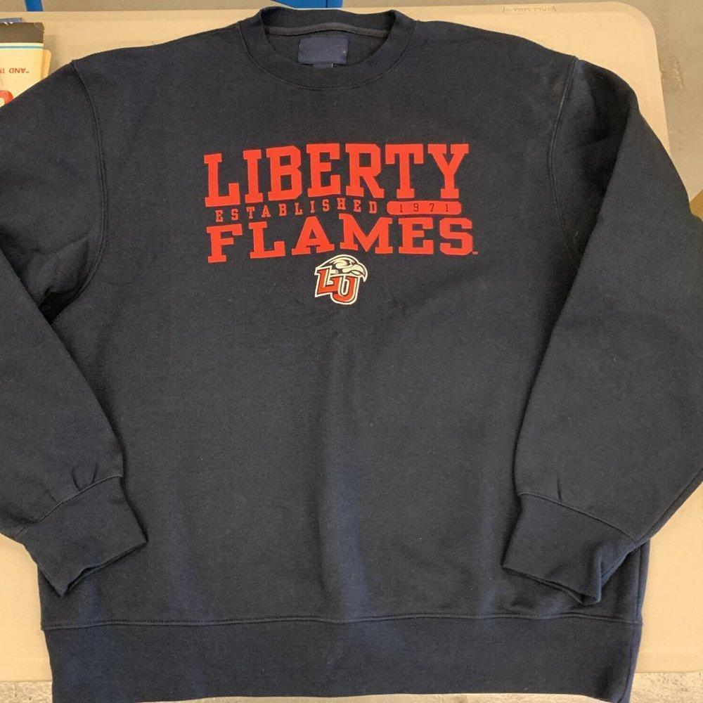 Fleece Blue Sweatshirt Liberty Flames Pullover University Sweatshirt Shirt
